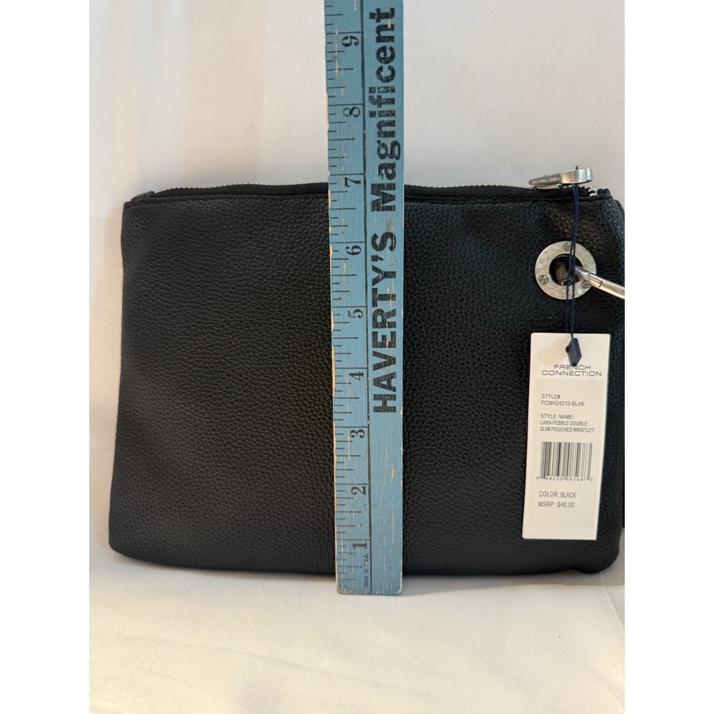 French Connection Lara Pebble Double Slim Pouches Wristlet Black NWT - Picture 4 of 10